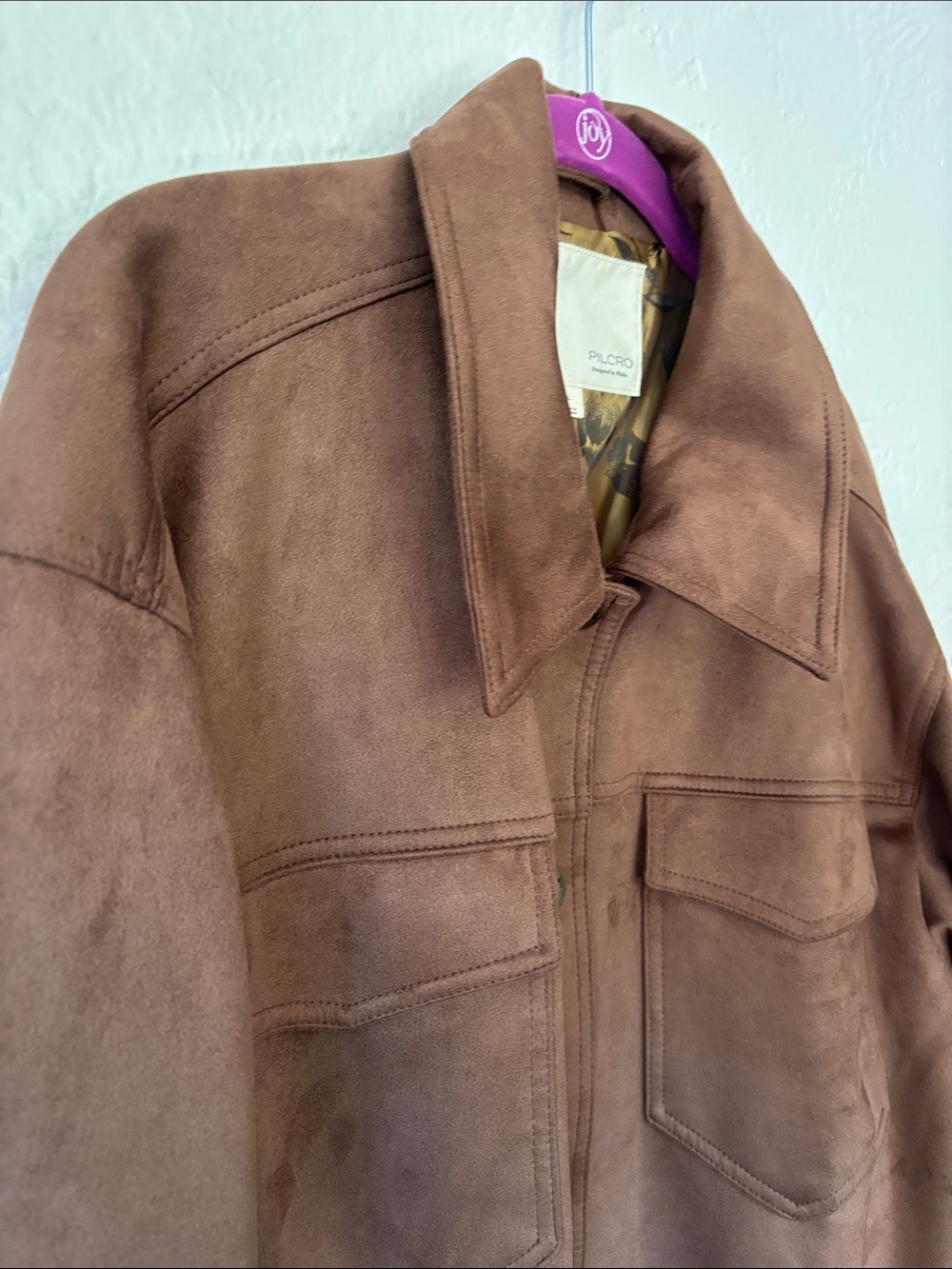 Anthropologie Pilcro The Tillie Relaxed Vegan Suede Shirt Jacket L - Picture 5 of 12